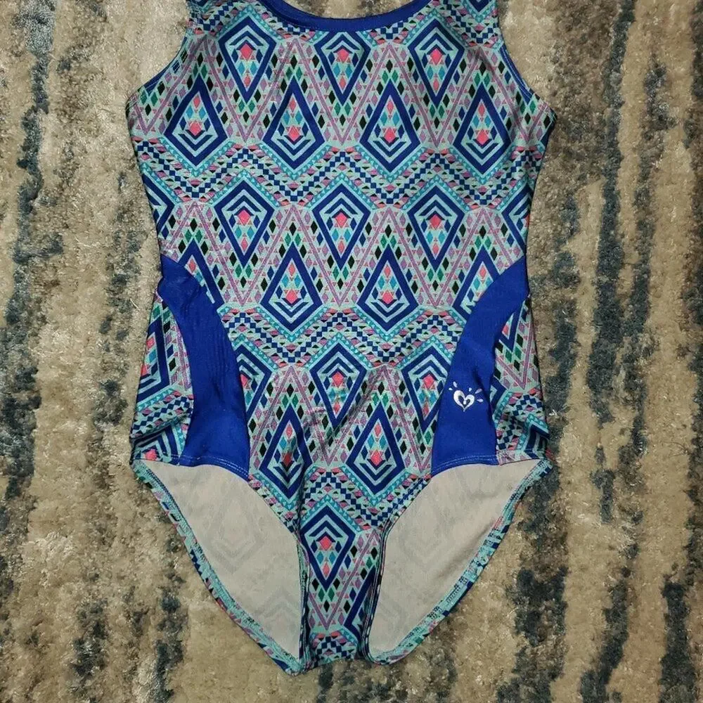 Justice Tribal Blue Print Swimsuit || sz10